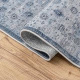 Petunia Distressed All-over Floral Border Non-slip Machine-washable Area Rug
