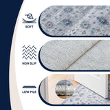 Petunia Distressed All-over Floral Border Non-slip Machine-washable Area Rug