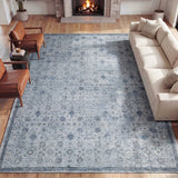Petunia Distressed All-over Floral Border Non-slip Machine-washable Area Rug