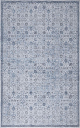 Petunia Distressed All-over Floral Border Non-slip Machine-washable Area Rug