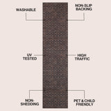 Petunia Distressed All-over Floral Border Non-slip Machine-washable Area Rug