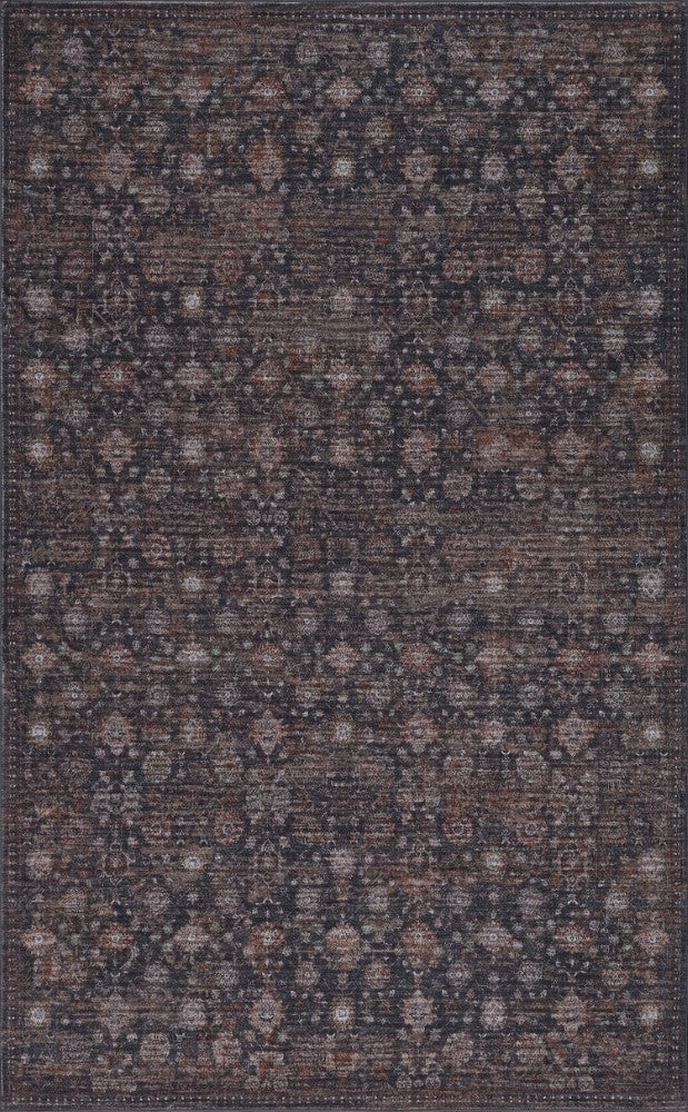 Petunia Distressed All-over Floral Border Non-slip Machine-washable Area Rug