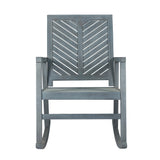 Ned Modern Chevron-Back 300-Lbs Support Acacia Wood Patio Outdoor Rocking Chair - JONATHAN Y