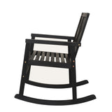 Ned Modern Chevron-Back 300-Lbs Support Acacia Wood Patio Outdoor Rocking Chair - JONATHAN Y