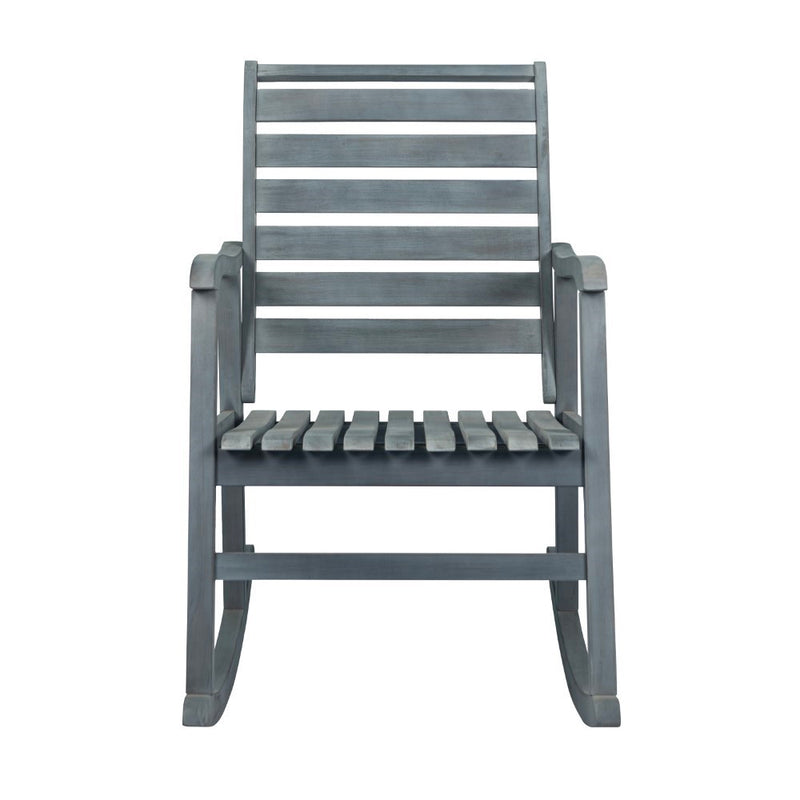 Carey Modern Slat-Back 300-Lbs Support Acacia Wood Patio Outdoor Rocking Chair - JONATHAN Y