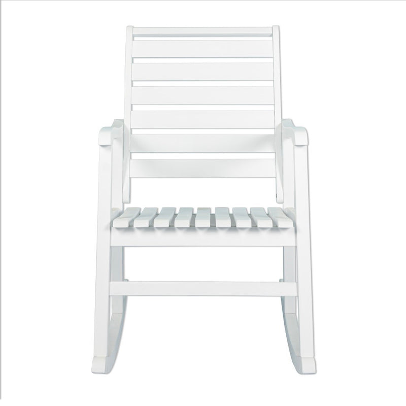Carey Modern Slat-Back 300-Lbs Support Acacia Wood Patio Outdoor Rocking Chair - JONATHAN Y