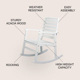 Carey Modern Slat-Back 300-Lbs Support Acacia Wood Patio Outdoor Rocking Chair - JONATHAN Y