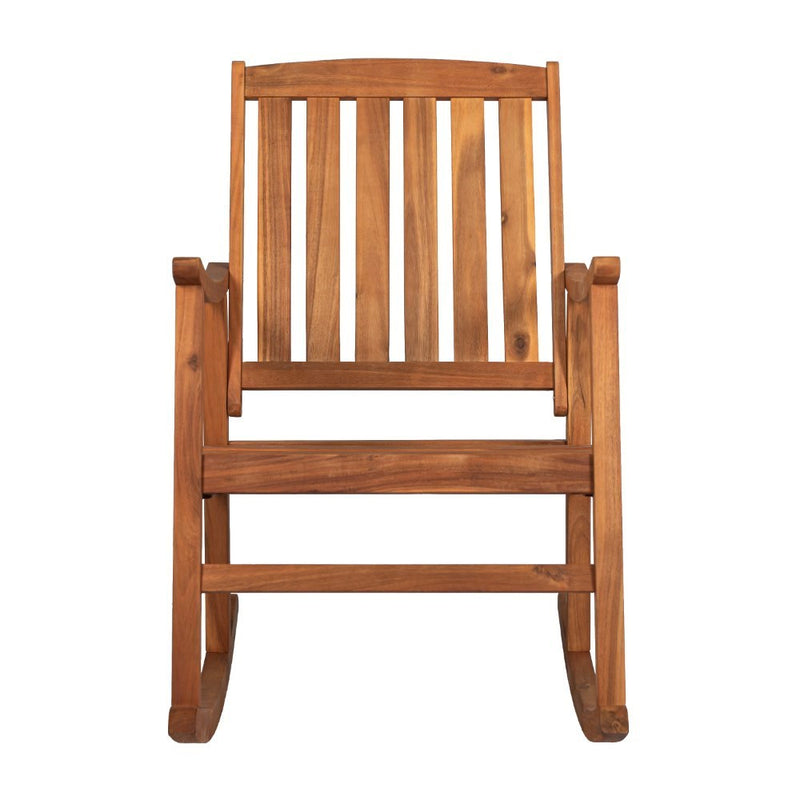 Penny Classic Slat-Back 300-Lbs Support Acacia Wood Patio Outdoor Rocking Chair - JONATHAN Y