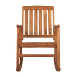 Perry Classic Slat-Back 300-Lbs Support Acacia Wood Patio Outdoor Rocking Chair - JONATHAN Y