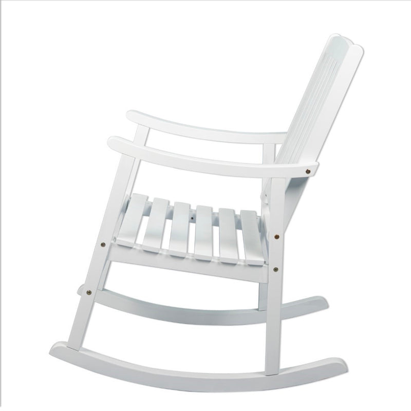 Penny Classic Slat-Back 300-Lbs Support Acacia Wood Patio Outdoor Rocking Chair - JONATHAN Y
