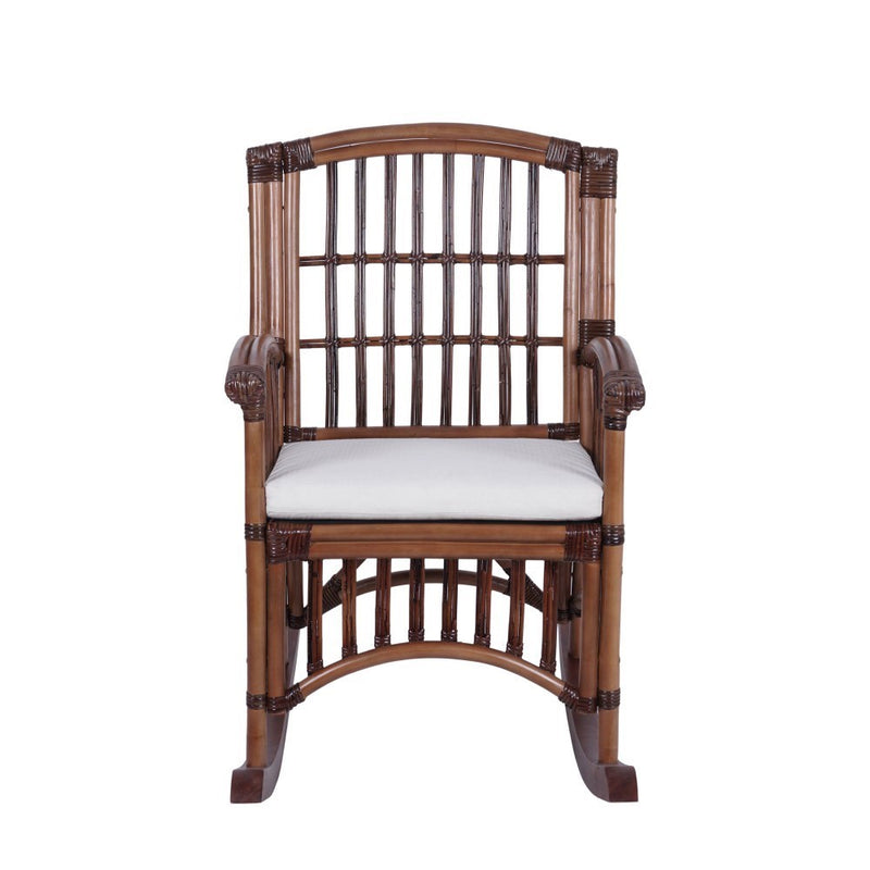 Swayze Bohemian Farmhouse Woven Rattan/Wood Rocking Chair - JONATHAN Y