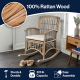 Swayze Bohemian Farmhouse Woven Rattan/Wood Rocking Chair