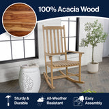 Seagrove Farmhouse Classic Slat-Back 350-LBS Support Acacia Wood Outdoor Rocking Chair