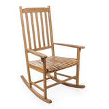 Seagrove Farmhouse Classic Slat-Back 350-LBS Support Acacia Wood Outdoor Rocking Chair - JONATHAN Y