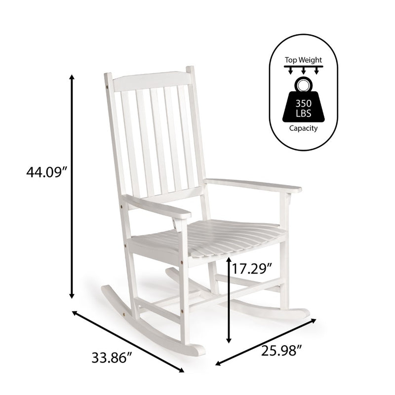 Seagrove Farmhouse Classic Slat-Back 350-LBS Support Acacia Wood Outdoor Rocking Chair - JONATHAN Y