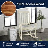 Seagrove Farmhouse Classic Slat-Back 350-LBS Support Acacia Wood Outdoor Rocking Chair