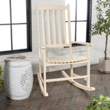 Seagrove Farmhouse Classic Slat-Back 350-LBS Support Acacia Wood Outdoor Rocking Chair - JONATHAN Y