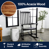 Seagrove Farmhouse Classic Slat-Back 350-LBS Support Acacia Wood Outdoor Rocking Chair