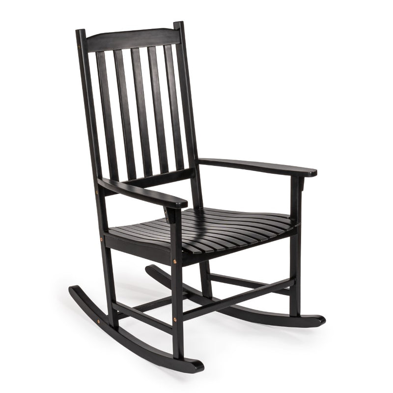 Seagrove Farmhouse Classic Slat-Back 350-LBS Support Acacia Wood Outdoor Rocking Chair - JONATHAN Y