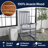 Seagrove Farmhouse Classic Slat-Back 350-LBS Support Acacia Wood Outdoor Rocking Chair