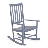 Seagrove Farmhouse Classic Slat-Back 350-LBS Support Acacia Wood Outdoor Rocking Chair - JONATHAN Y