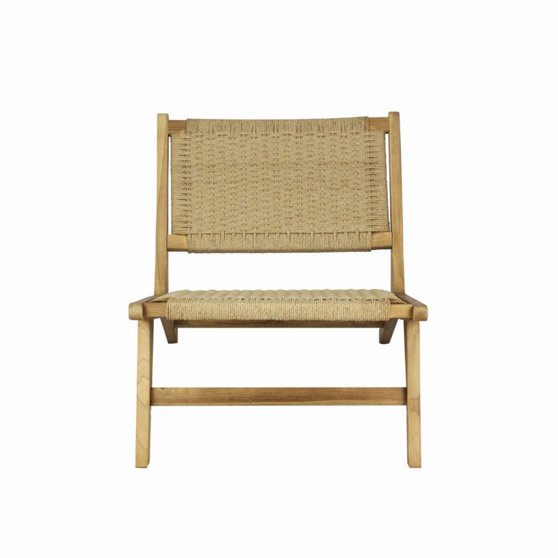 Parker Mid-Century Modern Woven Seagrass Wood Armless Indoor Lounge Chair
