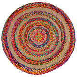 Isla Round Boho Braided Rag & Jute Area Rug