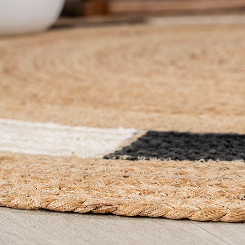 Porto Geometric Jute Circle Area Rug