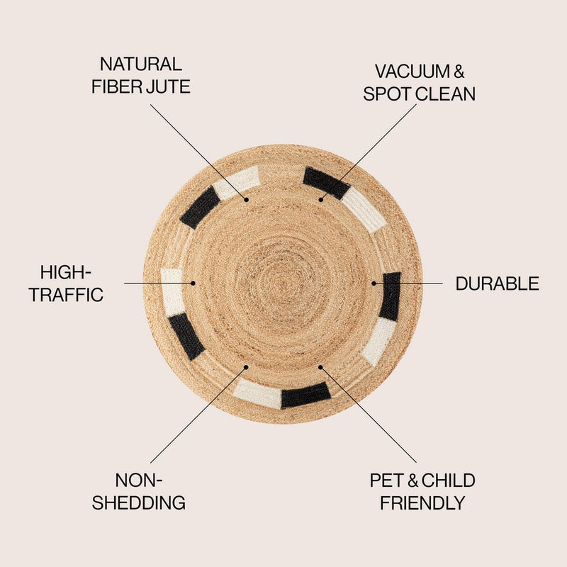 Porto Geometric Jute Circle Area Rug