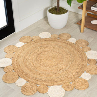 Ayana Two-tone Jute Hippy Circle Area Rug