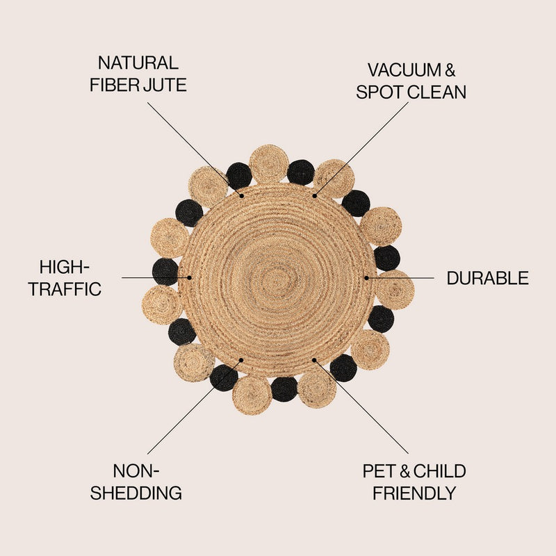 Ayana Two-tone Jute Hippy Circle Area Rug