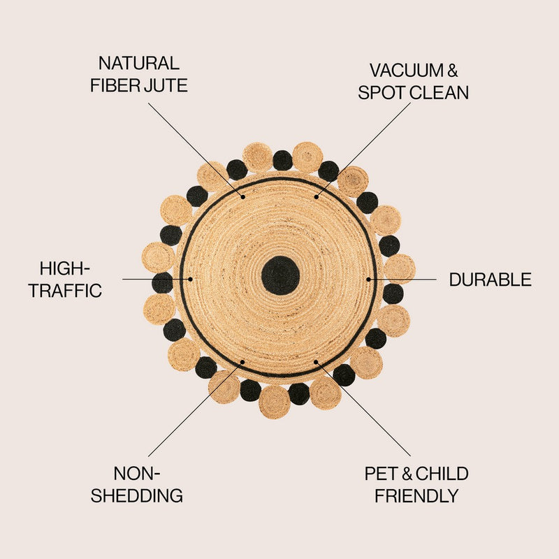 Aurora Two-tone Jute Hippy Circle Medallion Area Rug