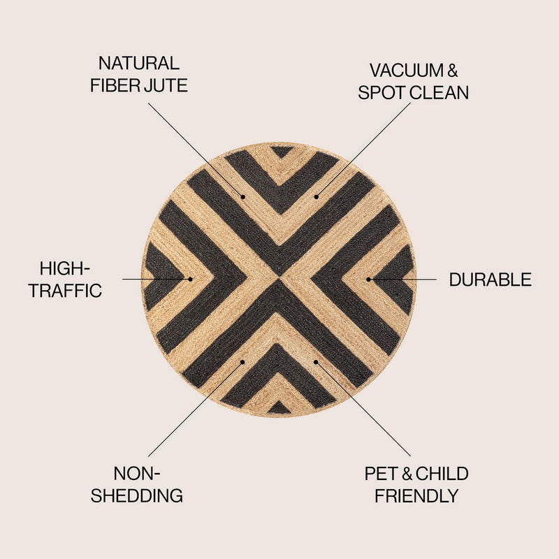 Piper Two-tone Chevron Round Jute Area Rug