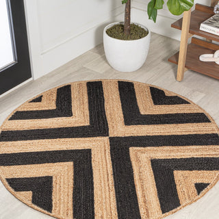 Piper Two-tone Chevron Round Jute Area Rug