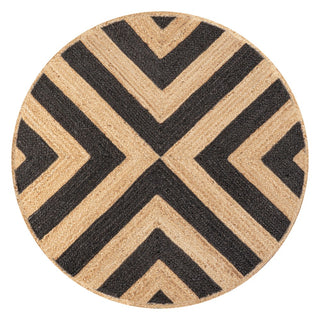Piper Two-tone Chevron Round Jute Area Rug