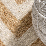 Piper Two-tone Chevron Round Jute Area Rug