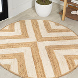 Piper Two-tone Chevron Round Jute Area Rug