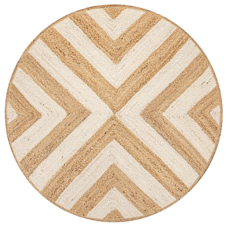 Piper Two-tone Chevron Round Jute Area Rug