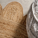 Petal Boho Jute Scalloped Circle Area Rug