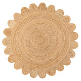 Petal Boho Jute Scalloped Circle Area Rug