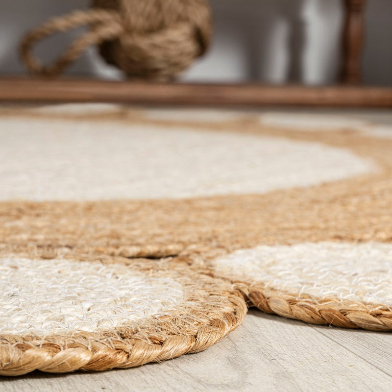 Skye Two-tone Jute Circle Border Area Rug