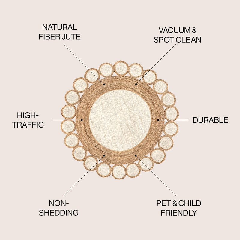 Skye Two-tone Jute Circle Border Area Rug