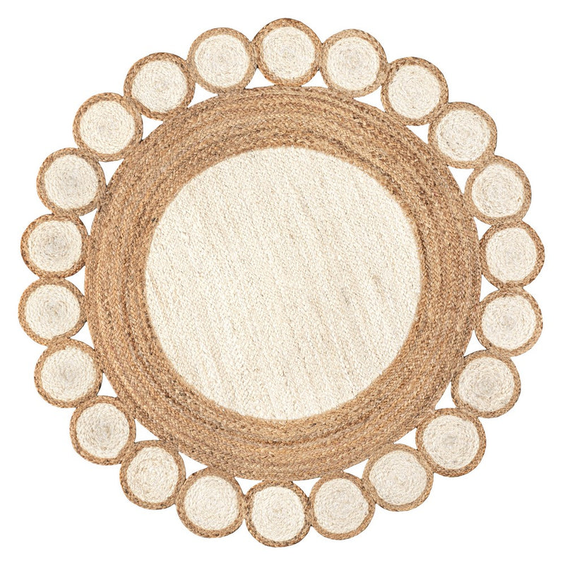 Skye Two-tone Jute Circle Border Area Rug