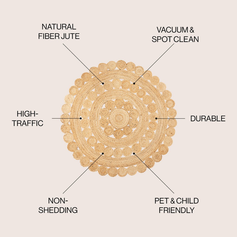 Daisy Hippy Jute Medallion Circle Area Rug