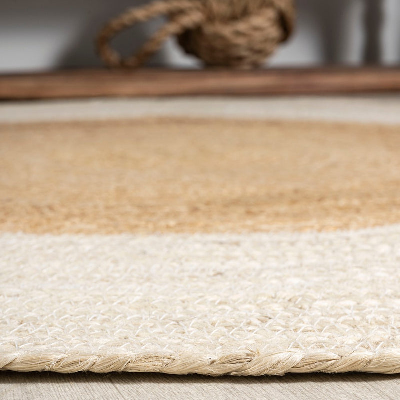 Oceana Two-tone Boho Jute Circle Area Rug