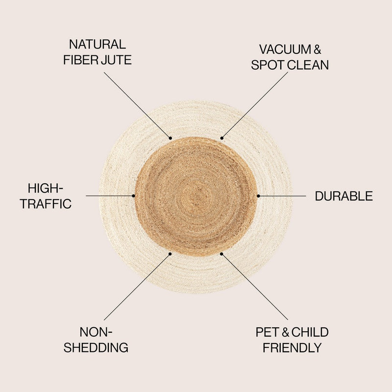 Oceana Two-tone Boho Jute Circle Area Rug