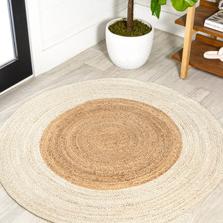 Oceana Two-tone Boho Jute Circle Area Rug