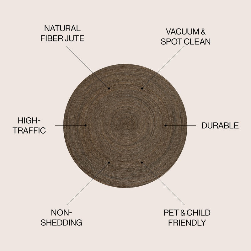 Zara Braided Coastal Cottage Round Jute Round Rug