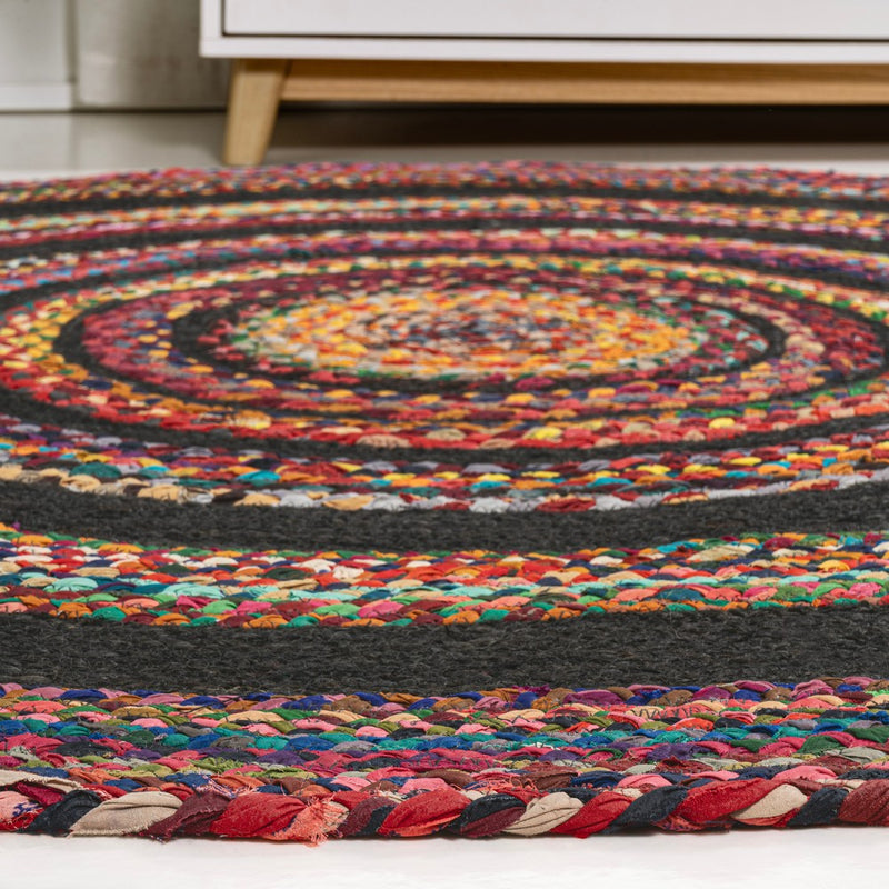 Abyss Braided Bohemian Coastal Round Jute Area Rug