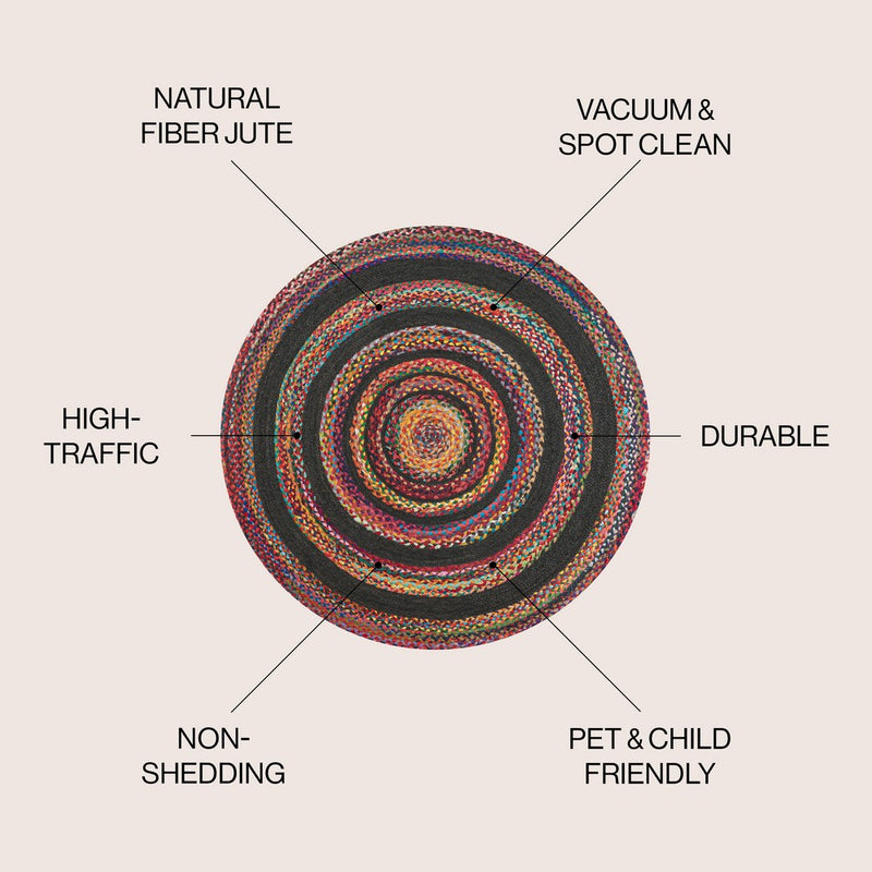 Abyss Braided Bohemian Coastal Round Jute Area Rug